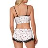 imageLYANER Womens Satin Polka Dots Pajama Set 3pcs Lace Cami Lingerie Sleepwear with RobeWhite