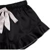 imageLYANER Womens Satin Silk 2pcs Set Pajamas V Neck Cami Top With Self Tie Shorts Pj Sst SleepwearBlack