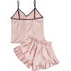 imageLYANER Womens Satin Silk 2pcs Set Pajamas V Neck Cami Top With Self Tie Shorts Pj Sst SleepwearDusty Pink