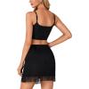 imageLYANER Womens Sexy 2 Piece Outfit Fringe Deep V Neck Sleeveless Cami and Short Skirt SetsBlack