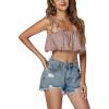 imageLYANER Womens Spaghtti Straps Self Tie Knot Shoulder Elastic Waist Sleeveless Crop Cami TopDusty Pink