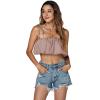 imageLYANER Womens Spaghtti Straps Self Tie Knot Shoulder Elastic Waist Sleeveless Crop Cami TopDusty Pink