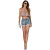 imageLYANER Womens Spaghtti Straps Self Tie Knot Shoulder Elastic Waist Sleeveless Crop Cami TopDusty Pink