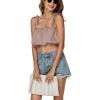 imageLYANER Womens Spaghtti Straps Self Tie Knot Shoulder Elastic Waist Sleeveless Crop Cami TopDusty Pink
