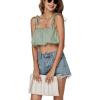imageLYANER Womens Spaghtti Straps Self Tie Knot Shoulder Elastic Waist Sleeveless Crop Cami TopMint Green