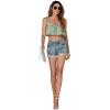 imageLYANER Womens Spaghtti Straps Self Tie Knot Shoulder Elastic Waist Sleeveless Crop Cami TopMint Green