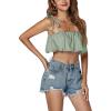 imageLYANER Womens Spaghtti Straps Self Tie Knot Shoulder Elastic Waist Sleeveless Crop Cami TopMint Green
