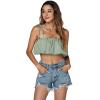 imageLYANER Womens Spaghtti Straps Self Tie Knot Shoulder Elastic Waist Sleeveless Crop Cami TopMint Green