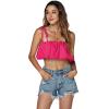 imageLYANER Womens Spaghtti Straps Self Tie Knot Shoulder Elastic Waist Sleeveless Crop Cami TopRose
