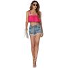 imageLYANER Womens Spaghtti Straps Self Tie Knot Shoulder Elastic Waist Sleeveless Crop Cami TopRose