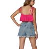 imageLYANER Womens Spaghtti Straps Self Tie Knot Shoulder Elastic Waist Sleeveless Crop Cami TopRose