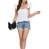 imageLYANER Womens Square Neck Frill Trim Sleeveless Smock Ruffle Hem Cami Peplum TopWhite