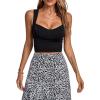 imageLYANER Womens Square Neck Strap Sleeveless Basic Solid Slim Shirt Tank Crop TopBlack