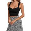 imageLYANER Womens Square Neck Strap Sleeveless Basic Solid Slim Shirt Tank Crop TopBlack