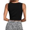 imageLYANER Womens Square Neck Strap Sleeveless Basic Solid Slim Shirt Tank Crop TopBlack