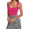 imageLYANER Womens Square Neck Strap Sleeveless Basic Solid Slim Shirt Tank Crop TopPink