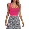 imageLYANER Womens Square Neck Strap Sleeveless Basic Solid Slim Shirt Tank Crop TopPink