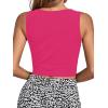 imageLYANER Womens Square Neck Strap Sleeveless Basic Solid Slim Shirt Tank Crop TopPink