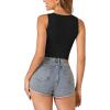 imageLYANER Womens Summer V Neck Sleeveless Slim Fitted Solid Cami Tank Crop TopBlack