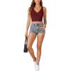 imageLYANER Womens Summer V Neck Sleeveless Slim Fitted Solid Cami Tank Crop TopBurgundy