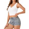 imageLYANER Womens Summer V Neck Sleeveless Slim Fitted Solid Cami Tank Crop TopWhite