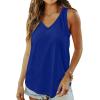 imageLYANER Womens Summer V Neck Tank Top Basic Sleeveless Casual Loose Fit ShirtsRoyal Blue