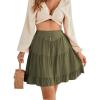 imageLYANER Womens Casual High Waist A Line Ruffle Hem Swing Skater Short Mini SkirtArmy Green