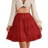 imageLYANER Womens Casual High Waist A Line Ruffle Hem Swing Skater Short Mini SkirtRed