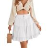 imageLYANER Womens Casual High Waist A Line Ruffle Hem Swing Skater Short Mini SkirtWhite