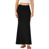 imageLYANER Womens Fold Over Waist Maxi Skirt Lightweight Floor Length Flared Long SkirtsBlack
