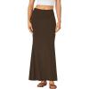 imageLYANER Womens Fold Over Waist Maxi Skirt Lightweight Floor Length Flared Long SkirtsBrown