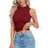imageLYANER Womens Mock Neck Ribbed Knit Sleeveless Slim Fitted Solid Cami Crop Top Burgundy Medium