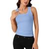 imageLYANER Womens Ribbed Tank Top Summer Sleeveless Scoop Neck Racerback Casual Basic Slim Fitted ShirtAzure