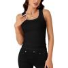 imageLYANER Womens Ribbed Tank Top Summer Sleeveless Scoop Neck Racerback Casual Basic Slim Fitted ShirtBlack