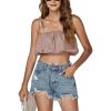 imageLYANER Womens Spaghtti Straps Self Tie Knot Shoulder Elastic Waist Sleeveless Crop Cami TopDusty Pink