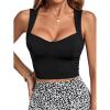 imageLYANER Womens Square Neck Strap Sleeveless Basic Solid Slim Shirt Tank Crop TopBlack