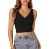 imageLYANER Womens Summer V Neck Sleeveless Slim Fitted Solid Cami Tank Crop TopBlack