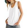 imageLYANER Womens Summer V Neck Tank Top Basic Sleeveless Casual Loose Fit ShirtsWhite