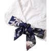 imageLYANER Womens 2 Piece Outfits Summer Lace Halter Cami Crop Top with Floral Mini Skirt SetNavy2