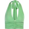 imageLYANER Womens Deep V Neck Halter Crop Top Tie Back Sleeveless Backless CamiGreen