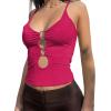 imageLYANER Womens Deep V Neck O Ring Cut Out Sleeveless Tank Cami Crop TopRose