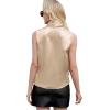 imageLYANER Womens Elegant Satin Wrap V Neck Sleeveless Tank Blouse Tee TopBeige