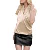 imageLYANER Womens Elegant Satin Wrap V Neck Sleeveless Tank Blouse Tee TopBeige
