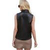 imageLYANER Womens Elegant Satin Wrap V Neck Sleeveless Tank Blouse Tee TopBlack