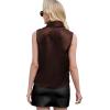 imageLYANER Womens Elegant Satin Wrap V Neck Sleeveless Tank Blouse Tee TopBrown