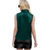 imageLYANER Womens Elegant Satin Wrap V Neck Sleeveless Tank Blouse Tee TopDark Greeen