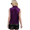 imageLYANER Womens Elegant Satin Wrap V Neck Sleeveless Tank Blouse Tee TopDeep Purple