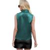 imageLYANER Womens Elegant Satin Wrap V Neck Sleeveless Tank Blouse Tee TopLake Blue