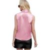 imageLYANER Womens Elegant Satin Wrap V Neck Sleeveless Tank Blouse Tee TopLight Pink