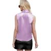 imageLYANER Womens Elegant Satin Wrap V Neck Sleeveless Tank Blouse Tee TopLight Purple